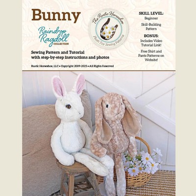BUNNY Ragdoll Plush Sewing Pattern by The Rustic Horseshoe 21'' Soft Toy Rabbit