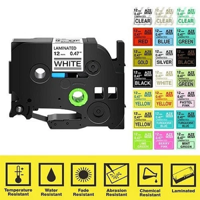 BESTTECHTRADING All Colors & Width Fit For Brother P-Touch Printer TZ TZe Laminated Lable Tape