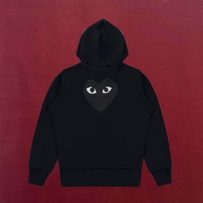 COMME DES GARCONS CDG PLAY BLACK HEART FULL ZIP BACK PRINT HOODIE SIZE XL