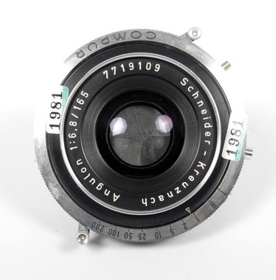 Schneider Angulon 165mm F6.8 in Compur #2 wide angle lens for 8X10 #1981