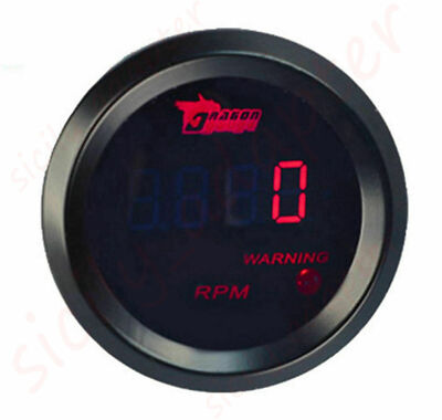 2'' 52mm Dragon Red Digital LED Elec 0-9999 RPM Tachometer Tacho Gauge Car US