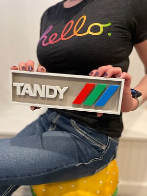 TANDY 3D printed game console placard, multi-color