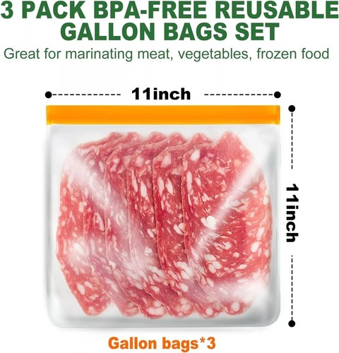 8 Pack Silicone Bags Reusable Storage Silicone Ziplock Bags-3 Reusable Gallon - Picture 10 of 18