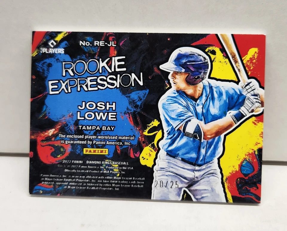 JOSH LOWE 2022 Diamond Kings Rookie Expression HOLO ~ Rays ~ ROOKIE PATCH /25 - Image 2 of 2