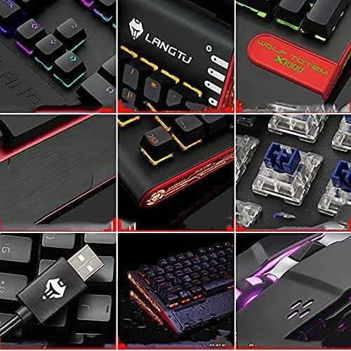 Mechanical Gaming Keyboard Mouse Multimedia Knob Sandblast Metal Panel 104 Keys - Image 4 of 4