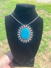 Huge Vintage Mexican Sterling Silver 9.25 turquoise Pendant/ Pin — photo 7