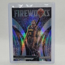 2021-22 Panini Prizm Basketball Trae Young Fireworks Silver Hyper Prizm