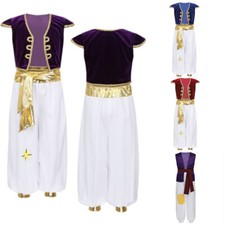 Kids Boys Outfits Arabian Prince Costume Cap Sleeve Top with Pants Dress Up