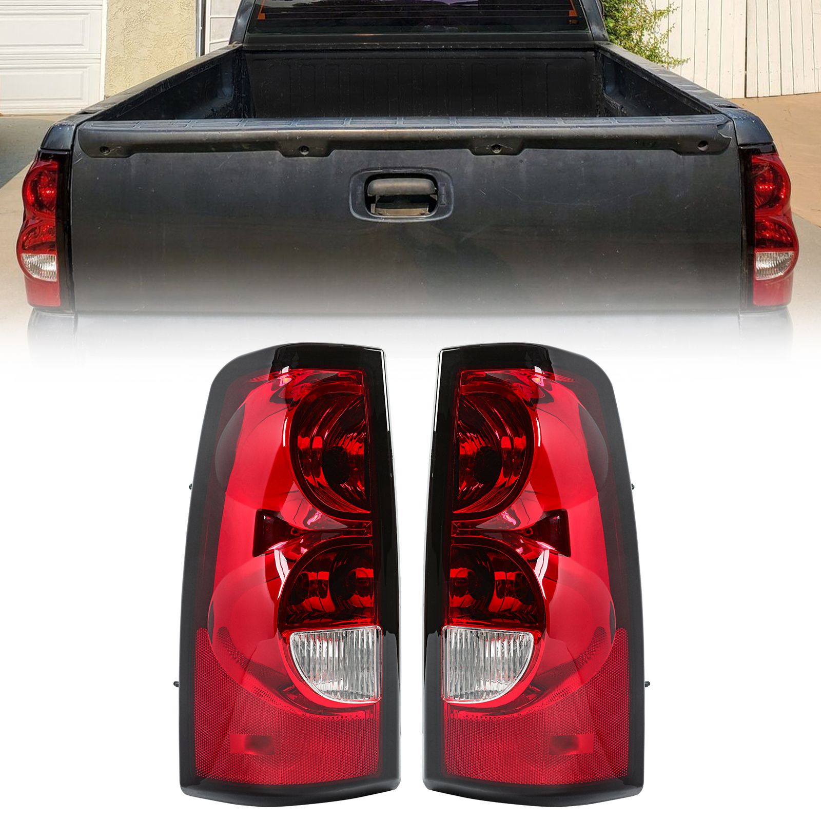For 200306 Replacement Rear Tail Lights Set For Chevy Silverado w/Bulb
