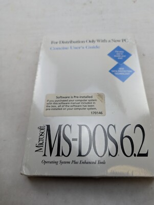 Vintage Microsoft MS-DOS 6.2 Concise User s Guide 3.5'' w/ COA New Sealed