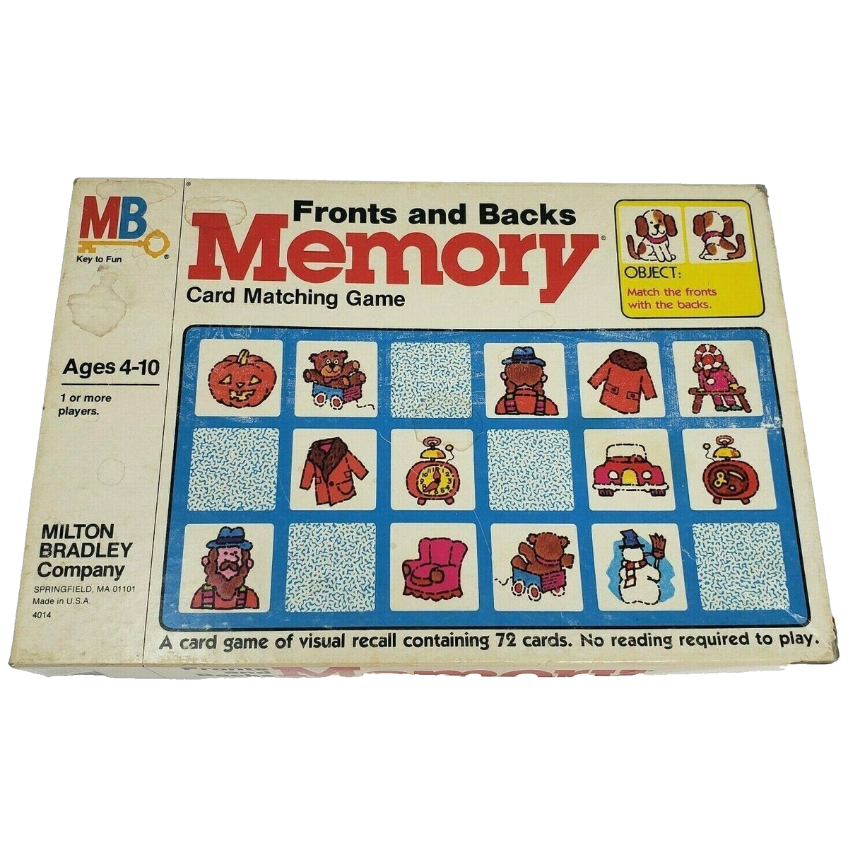 VINTAGE 1980 MEMORY FRONTS AND BACKS MATCHING CARD GAME IN BOX