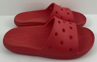CROCS Mens Classic Red Slip On Slide Sandal Lightweight  display picture 2