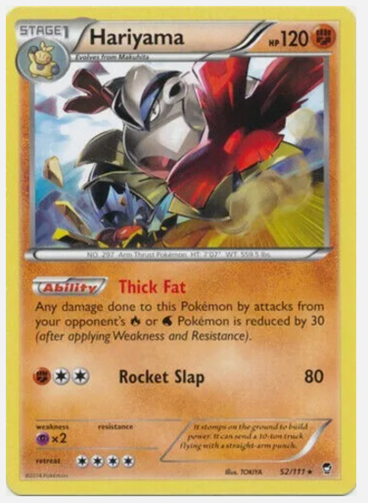 Pokemon - Hariyama - 52/111 - Rare - Furious Fists - NM/M - NEW