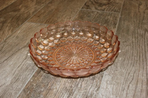 Vintage Anchor Hocking Pink Bubble Glass Serving Vegetable Bowl 8.5". VGVC!