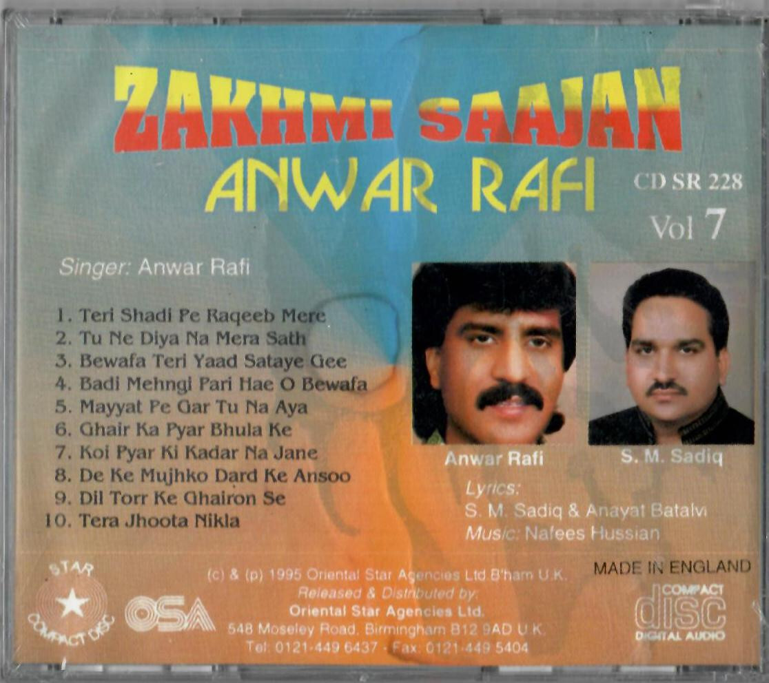 Zakhmi Dil Bewafa Album Gana ZAKHMI SAAJAN /ANWAR RAFI VOL