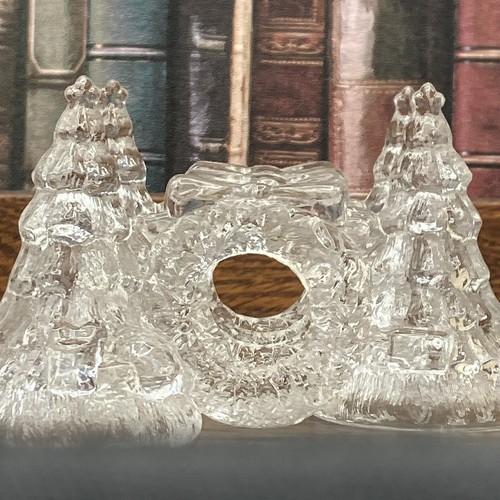 Vtg Celebrations Crystal Clear 4pc Tree Napkin Rings Holiday Tree & Wreath W/bow - Picture 12 of 15