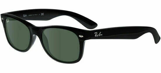 Ray-Ban 2132 Wayfarer Unisex Sunglasses - Shiny Black/Crystal Green