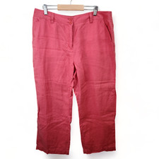 Jones New York 100 Linen Casual Pants size 12 33x26" Pink Wide Leg Trousers