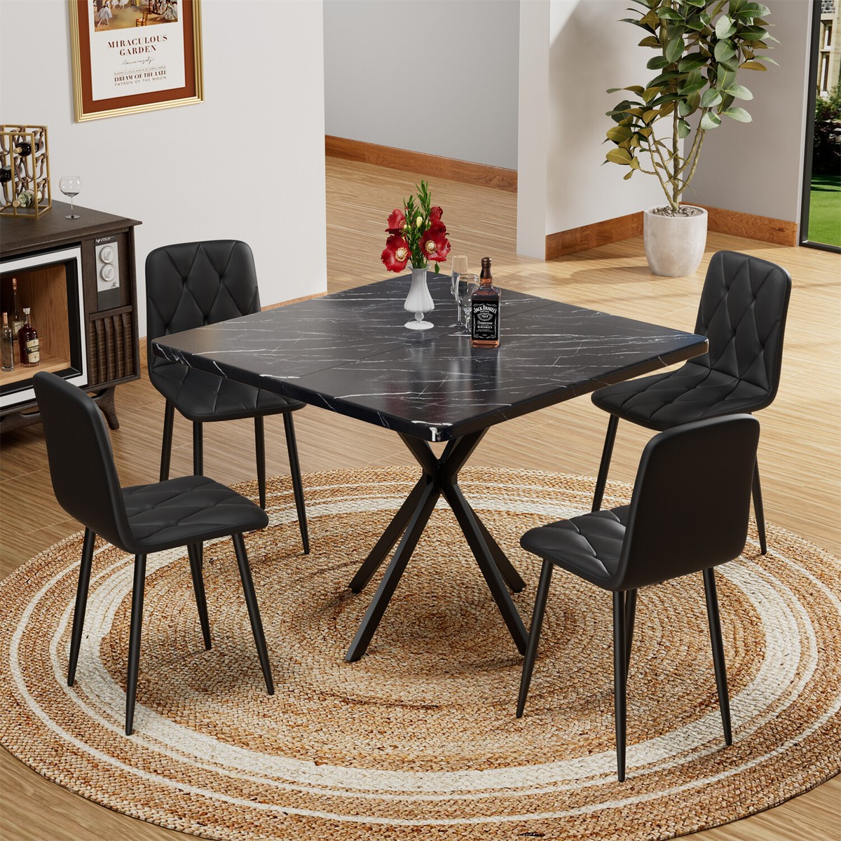 Piece Dining Set Square Dining Table with Chairs Kitchen