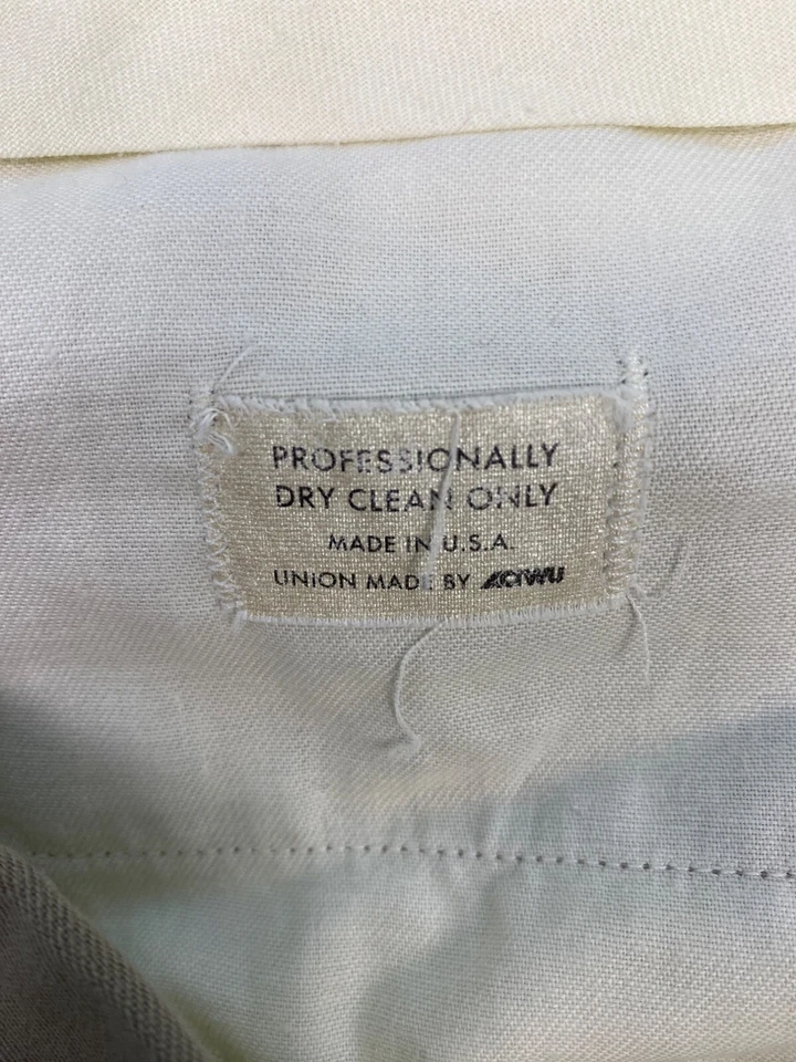 Calça Corbin Masculina 38X28 Bege Caqui Lã Frente Plana União Fabricada nos EUA - Imagem 4 de 4