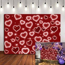 Early 2000s Backdrop for Heart Party Photo Backdrop Glitter Heart Sweet 16 Red