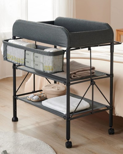 Portable Foldable Baby Changing Table  Station Waterproof Pad, Adjustable Height