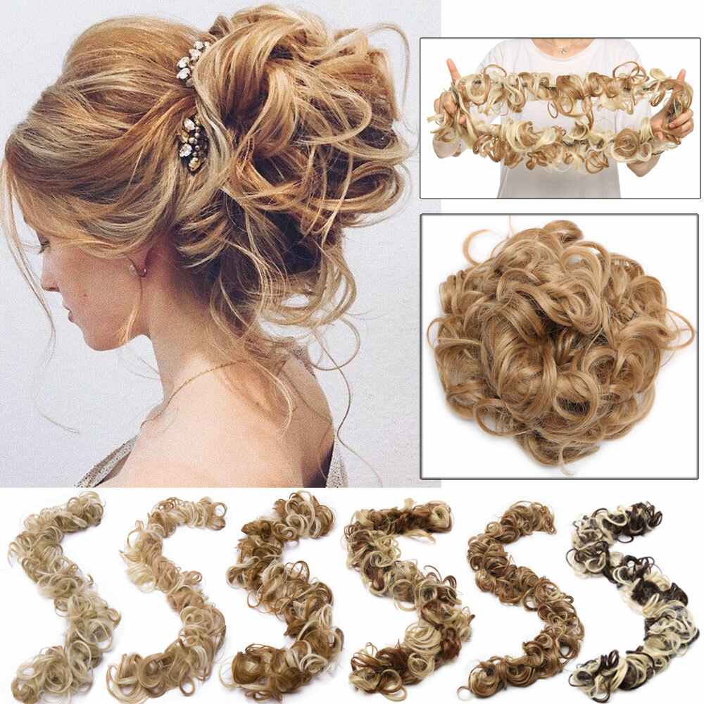 Messy Bun Hair Piece Human Hair Curly Donut Extension Scrunchies Amazon.com: Messy Bun Hair Pieces Curly Chignon Donut  main image 3