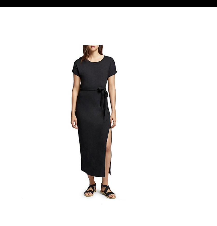 Sanctuary Women T-Shirt Side Split Maxi Dress Black Size XS 0141