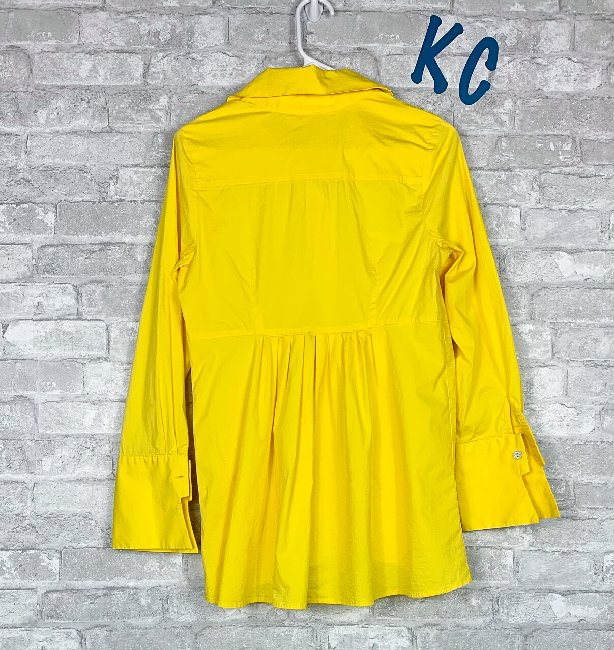 Soft Surroundings Yellow Button Collar Blouse Top… - image 2