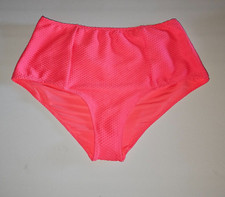 American Eagle Aerie High Waist Jacquard Bikini Bottom MEDIUM Bright Pink