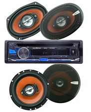 SoundXtreme Bluetooth Car Receiver USB SD FM 4x Audiobank 6x9"  6.5" Speakers