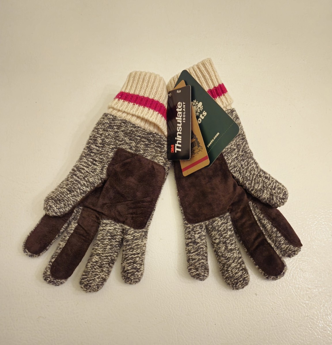 Cabin Roots Winter Gloves Roots Women's Cabin Gloves L/XL Salt Pepper