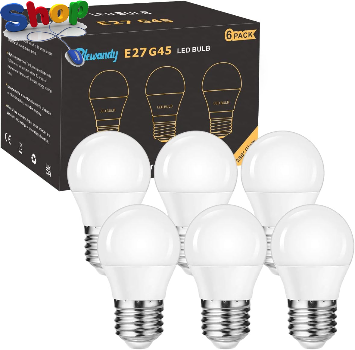E27 LED Bulb 5W, E27 Edison Screw (ES) Bulbs Equivalent 40W Incandescent, 6500K