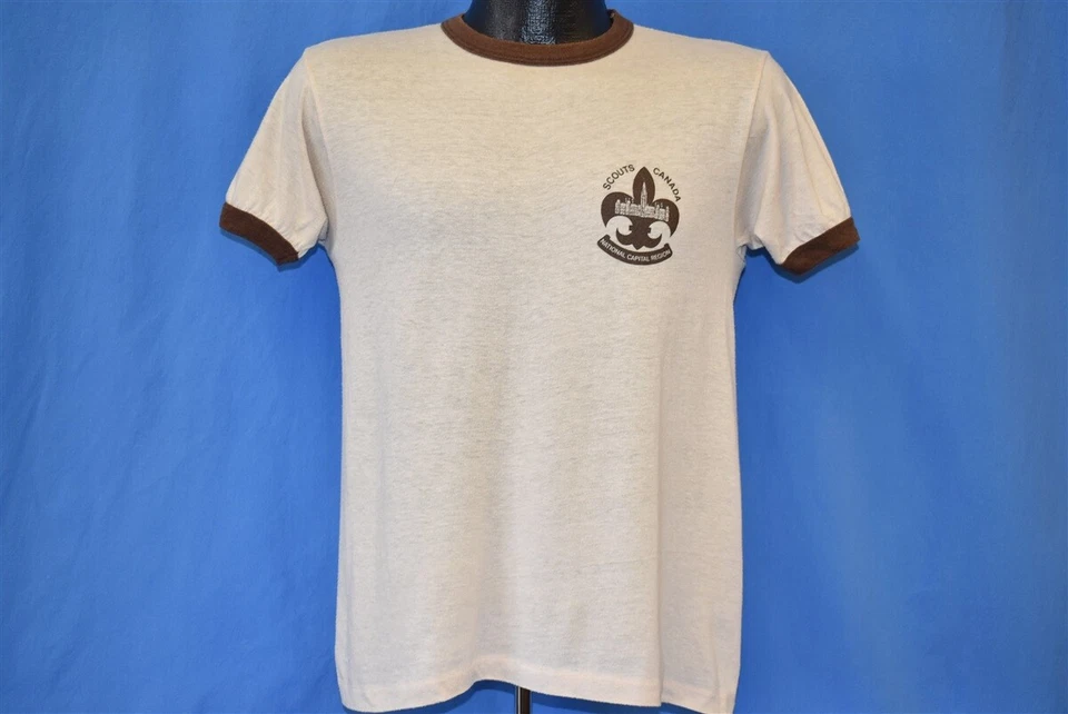 vtg 80s BOY SCOUTS AMERICA WORLD XV JAMBOREE MONDIAL '83 CANADA RINGER t-shirt M - Image 4 of 4