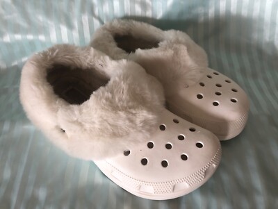 Crocs Classic Faux Fur Mammoth Clogs White Women Men