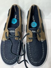New Nautica 'Galley' Boy's Size 2 Blue Lace Up Moc Toe Casual Boat Shoes