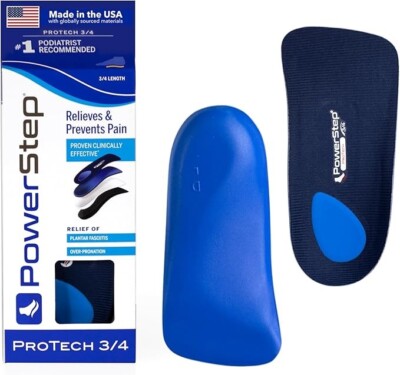 PowerStep ProTech 3/4 Orthotic Arch Support Insoles - Medical Grade.  Retail $65