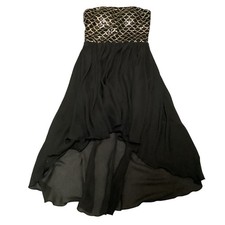 Vintage Love Reign Strapless Mini Dress Sequins Train High Low Hem Party Prom XS