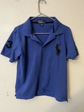 Polo Ralph Lauren Big Pony 3 Logo Polo Shirt Boys Kids Lg Blue