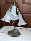 Vintage Light Lily Tulip Table Lamp Tiffany Style 3 Frosted Glass shades 16"