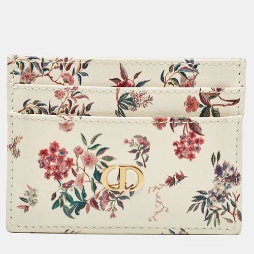 Porte carte Dior multicolore imprimé floral cuir Caro