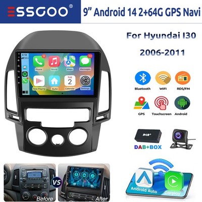 9'' DAB+ Android Autoradio Carplay 64G GPS NAVI Für Hyundai i30 MK1 2006-2011 KAM