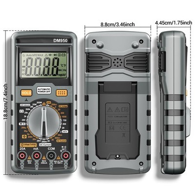 DM950 Digital Multimeter NPN PNP Transistor Test HFE Parameter Analyse