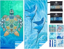 2 Pack Microfiber Lightweight Beach Towel Sand Quick Dry Absorbent Thin Compact