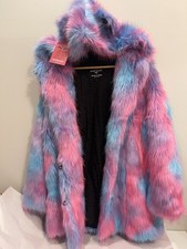 NWT Spirit Hoods Cotton Candy Bear Classic Faux Fur Coat 36"L 24"PIT2PIT SZ L