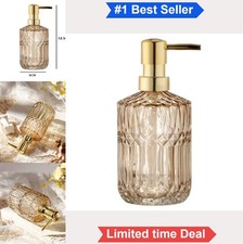 Cut Glass Soap Dispenser Refillable Amber Glass Bottle for Kitchen Sink Pump