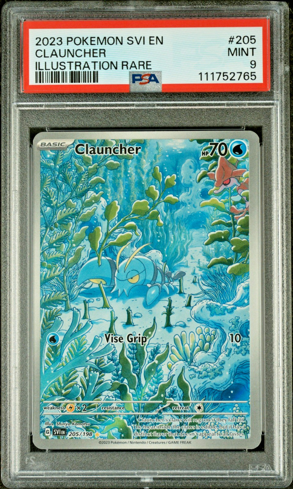 POKEMON 2023 Scarlet Violet Illustration Rare CLAUNCHER #205 PSA 9 Mint RARE