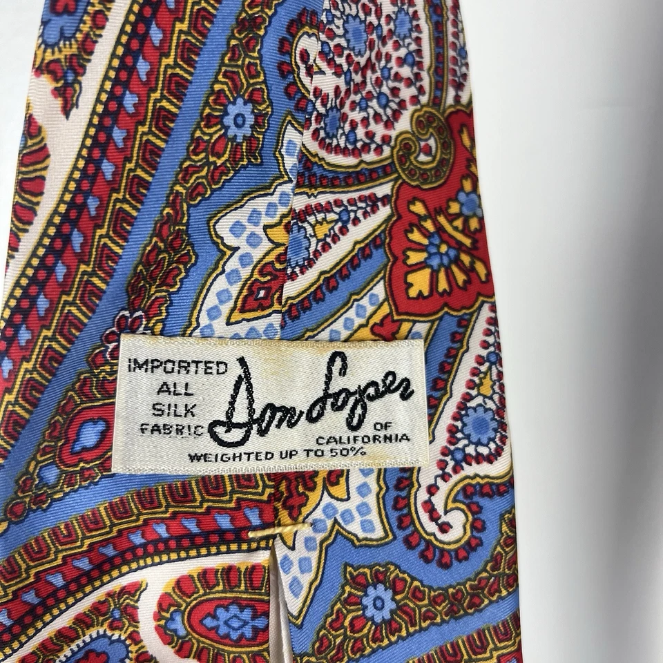 Corbata Don Loper seda cachemira Beverly Hills para hombre diseñador hippie años 70 ancho 4,5x56 pulgadas Foto 4 de 4