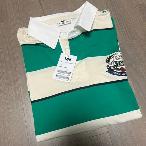 Lee Green Striped Rugby Shirt New L Size Official