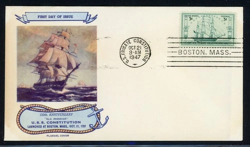 UNITED STATES FLUEGEL COVER LOT #47 1947 U.S.S. Constitution Frigate FDC $$$